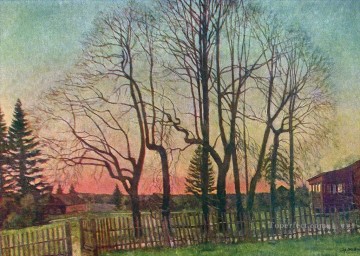 El comienzo de la primavera de 1935 Konstantin Yuon paisaje de bosques y árboles. Pinturas al óleo